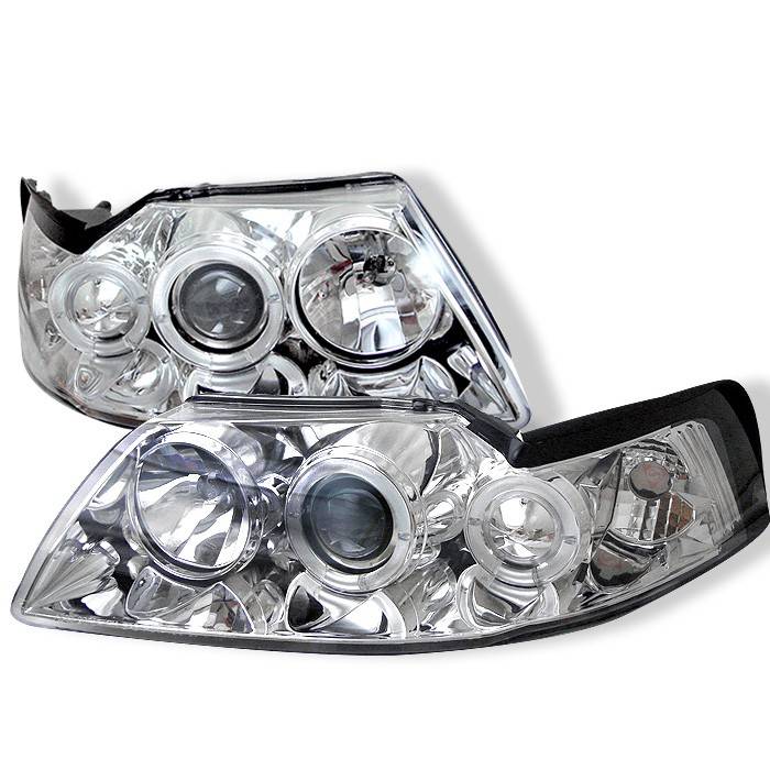 Spyder - Ford Mustang Spyder Projector Headlights - LED Halo - Chrome - 444-FM99-1PC-AM-C