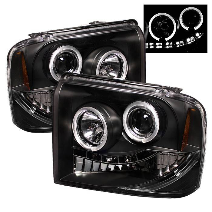 Spyder - Ford F250 Superduty Spyder Projector Headlights - LED Halo - LED - Black - 444-FS05-HL-BK