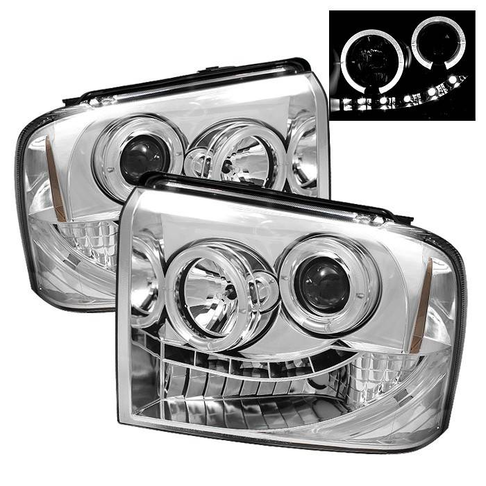 Spyder - Ford F250 Superduty Spyder Projector Headlights - LED Halo - LED - Chrome - 444-FS05-HL-C