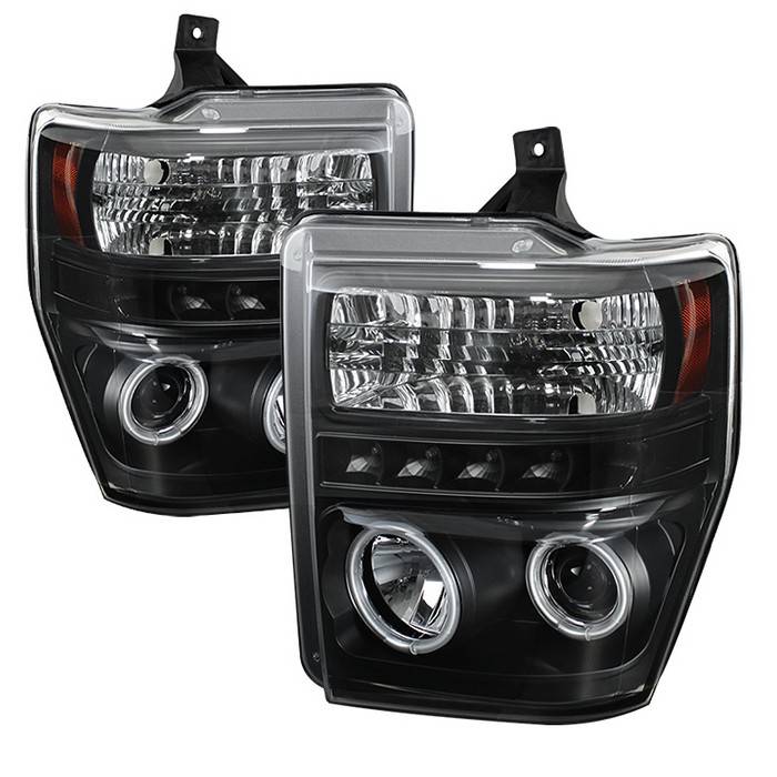 Spyder - Ford F450 Spyder Projector Headlights - CCFL Halo - LED - Black - 444-FS08-CCFL-BK