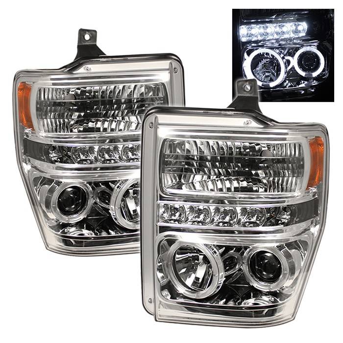 Spyder - Ford F250 Superduty Spyder Projector Headlights - LED Halo - LED - Chrome - 444-FS08-HL-C