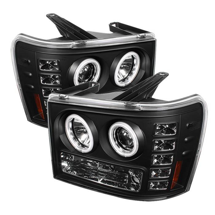 Spyder - GMC Sierra Spyder Projector Headlights - CCFL Halo - LED - Black - 444-GS07-CCFL-BK