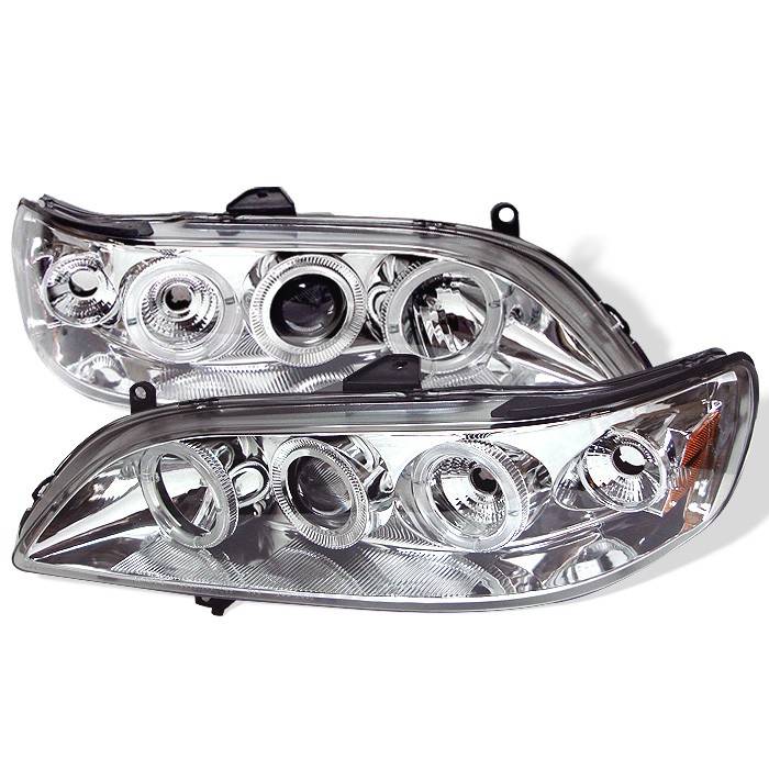 Spyder - Honda Accord Spyder Projector Headlights - LED Halo - Amber Reflector - Chrome - 1PC - 444-HA98-AM-C