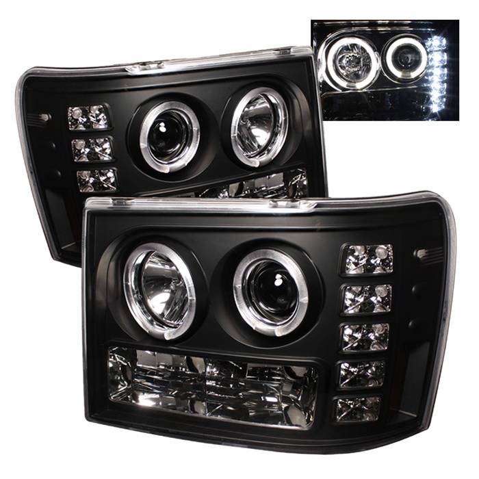 Spyder Auto - GMC Sierra Spyder Halo LED Projector Headlights - Black - 444-HA98-AM-C