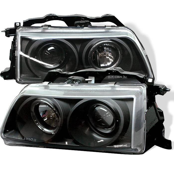 Spyder - Honda CRX Spyder Projector Headlights - LED Halo - Black - 444-HC90-HL-BK