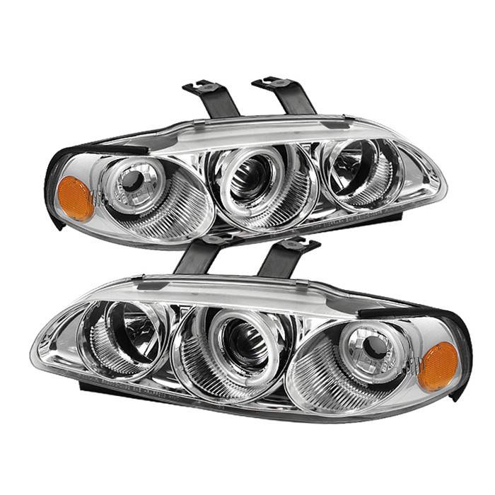 Spyder - Honda Civic 2DR & 3DR Spyder Projector Headlights - CCFL Halo - Chrome - 1PC - 444-HC921P-23D-CCFL-C