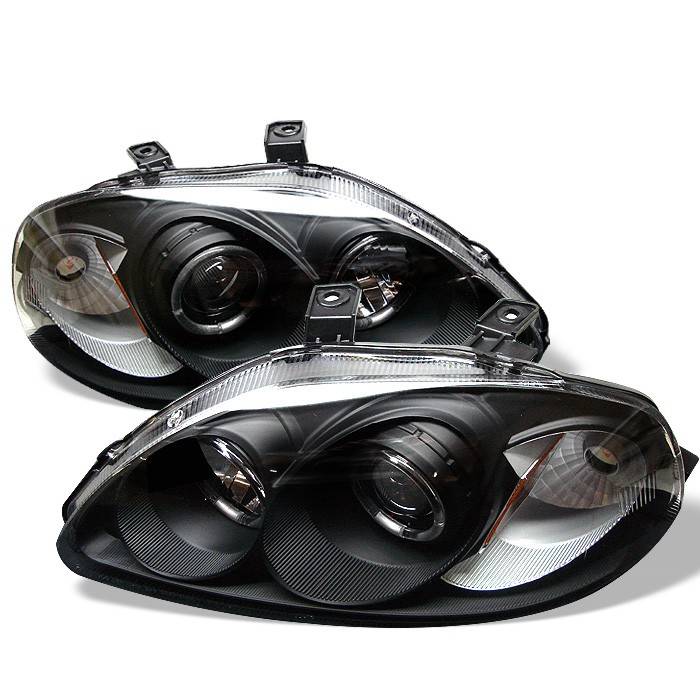 Spyder - Honda Civic Spyder Projector Headlights - LED Halo - Amber Reflector - Black - 444-HC96-AM-BK