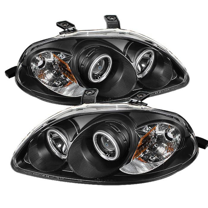 Spyder - Honda Civic Spyder Projector Headlights - CCFL Halo - Black - 444-HC96-CCFL-BK