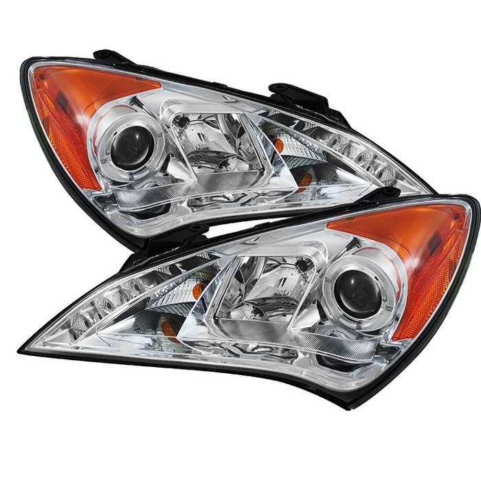 Spyder - Hyundai Genesis Spyder Projector Headlights LED Halo - DRL - Chrome - 444-HYGEN09-DRL-C