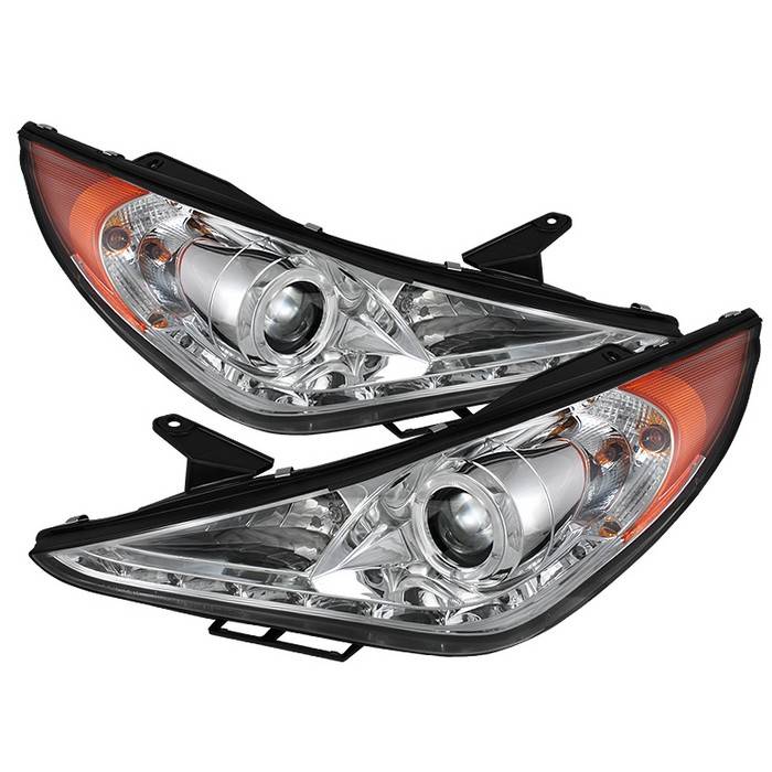 Spyder. - Hyundai Sonata Spyder Projector Headlights - LED Halo - DRL - Chrome - 444-HYSON11-DRL-C