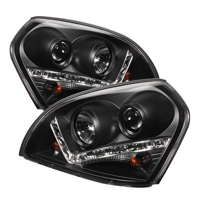 Spyder - Hyundai Tucson Spyder Projector Headlights - DRL - Black - 444-HYTUC04-DRL-BK