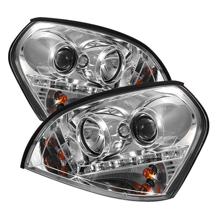 Spyder. - Hyundai Tucson Spyder Projector Headlights - DRL - Chrome - 444-HYTUC04-DRL-C