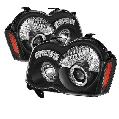 Spyder - Jeep Grand Cherokee Spyder Projector Headlights - LED Halo - LED - Black - 444-JGC08-HL-BK