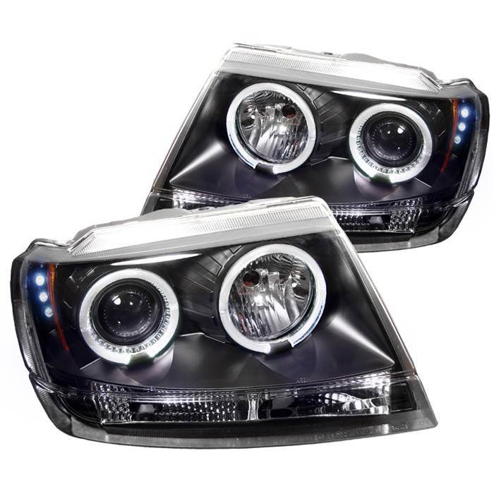 Spyder - Jeep Grand Cherokee Spyder Projector Headlights - LED Halo - LED - Black - 444-JGC99-HL-BK