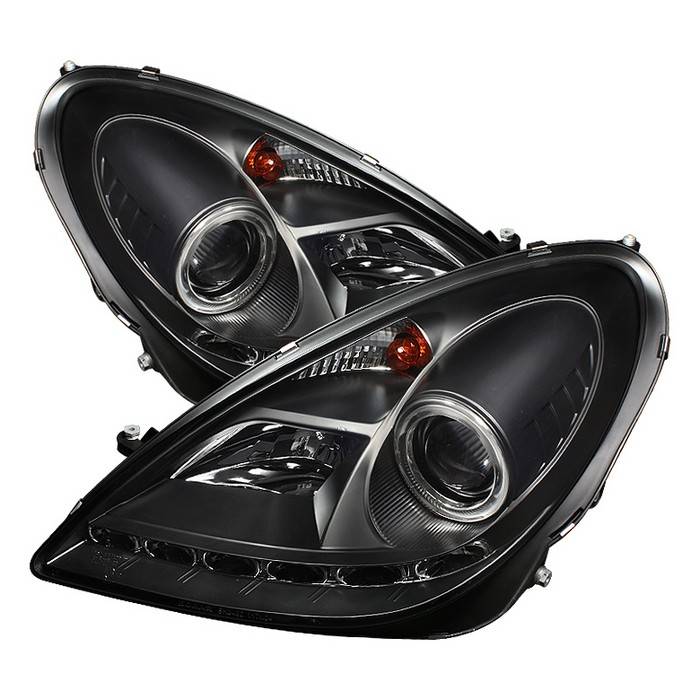 Spyder - Mercedes-Benz SLK Spyder Projector Headlights DRL - Black - 444-MBSLK05-DRL-BK