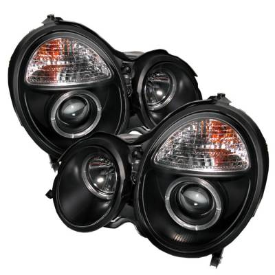Spyder - Mercedes-Benz E Class Spyder Projector Headlights - LED Halo - Black - 444-MBW21099-HL-BK