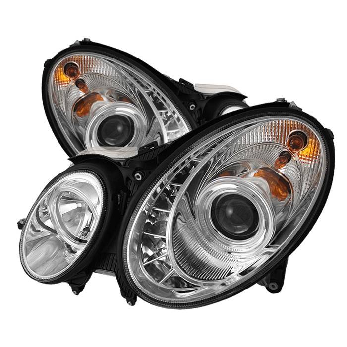 Spyder - Mercedes-Benz E Class Spyder Projector Headlights DRL - Chrome - 444-MBW21103-DRL-C