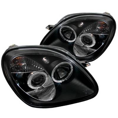 Spyder Auto - Mercedes-Benz SLK Spyder Halo Projector Headlights - Black - 444-MBW220-C