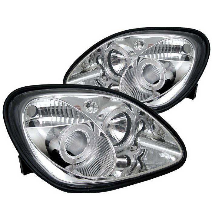 Spyder Auto - Mercedes-Benz SLK Spyder Halo Projector Headlights - Chrome - 444-MBW220-DRL-BK