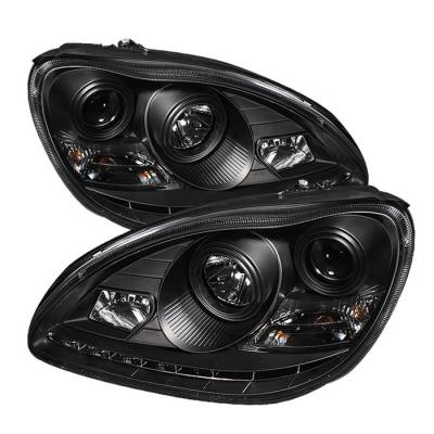 Spyder - Mercedes-Benz S Class Spyder Projector Headlights - Xenon HID Model Only - DRL - Black - 444-MBW220-HID-DRL-BK