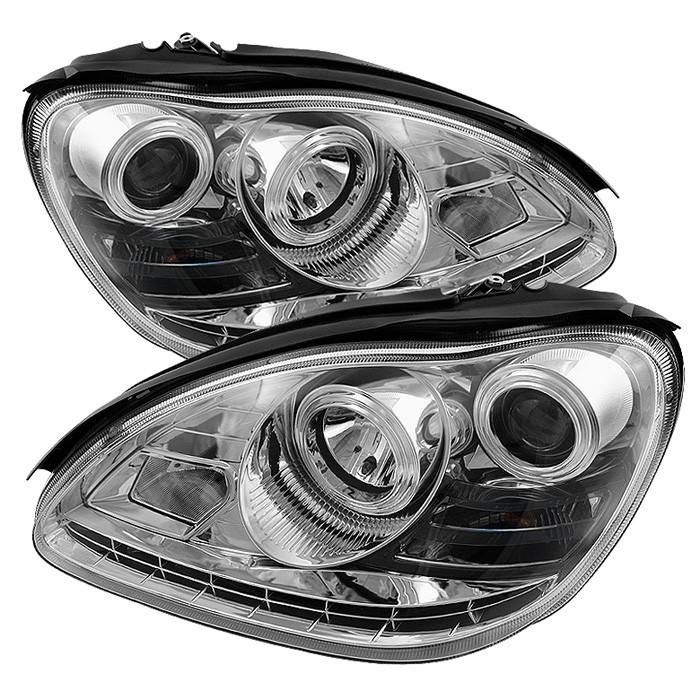 Spyder - Mercedes-Benz S Class Spyder Projector Headlights - Xenon HID Model Only - DRL - Chrome - 444-MBW220-HID-DRL-C