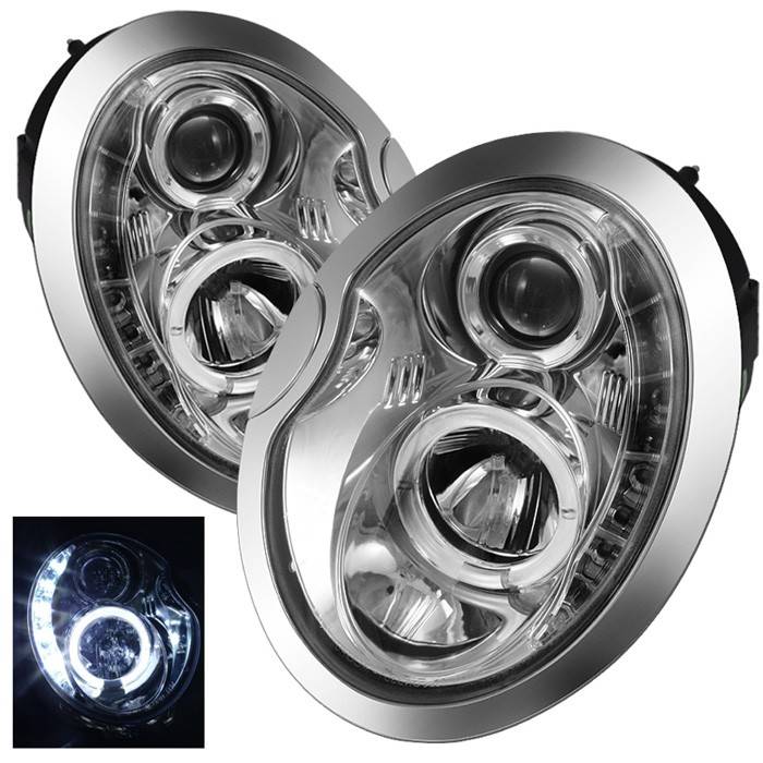 Spyder - Mini Cooper Spyder Projector Headlights - DRL - Chrome - 444-MC02-DRL-C