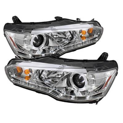 Spyder - Mitsubishi Lancer Spyder Projector Headlights - Xenon HID Model Only - LED Halo - DRL - Chrome - 444-ML08-HID-DRL-C