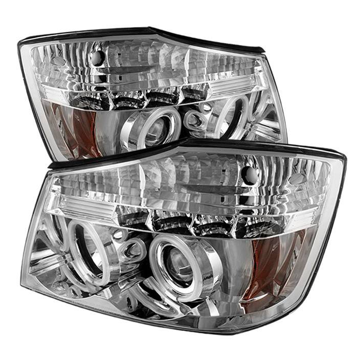 Spyder - Nissan Titan Spyder Projector Headlights - CCFL Halo - LED - Chrome - 444-NTI04-CCFL-C