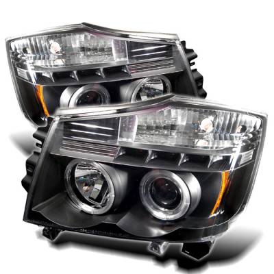 Spyder - Nissan Armada Spyder Projector Headlights - LED Halo - LED - Black - 444-NTI04-HL-BK