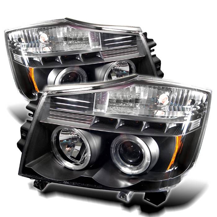 Spyder - Nissan Titan Spyder Projector Headlights - LED Halo - LED - Black - 444-NTI04-HL-BK