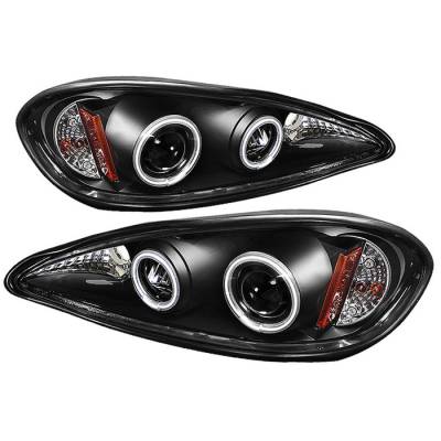 Spyder - Pontiac Grand Am Spyder Projector Headlights - CCFL Halo - LED - Black - 444-PGAM99-CCFL-BK