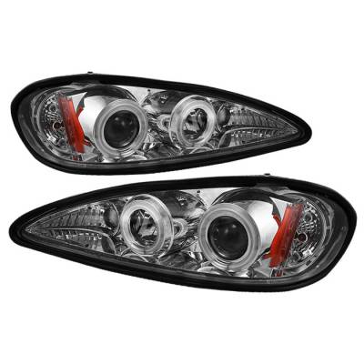 Spyder - Pontiac Grand Am Spyder Projector Headlights - CCFL Halo - LED - Chrome - 444-PGAM99-CCFL-C