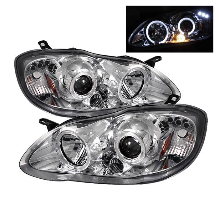 Spyder - Toyota Corolla Spyder Projector Headlights - LED Halo - LED - Chrome - 444-TC03-HL-C