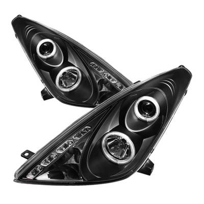 Spyder - Toyota Celica Spyder Projector Headlights - LED Halo - DRL LED - Black - 444-TCEL00-LED-BK