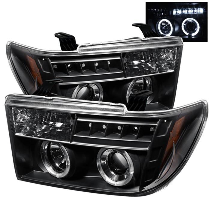 Spyder - Toyota Tundra Spyder Projector Headlights - LED Halo - LED - Black - 444-TTU07-HL-BK