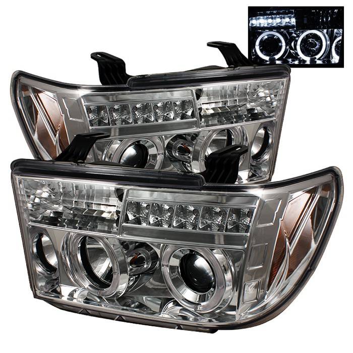 Spyder - Toyota Tundra Spyder Projector Headlights - LED Halo - LED - Chrome - 444-TTU07-HL-C