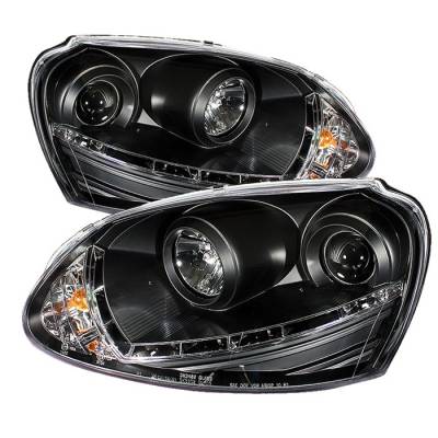 Spyder - Volkswagen Golf GTI Spyder Projector Headlights DRL LED - Black - 444-VG06-DRL-BK