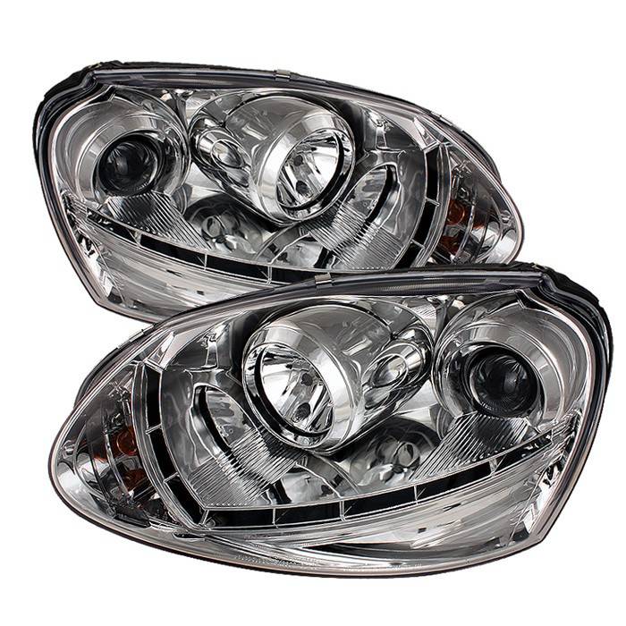 Spyder - Volkswagen Golf GTI Spyder Projector Headlights DRL LED - Chrome - 444-VG06-DRL-C