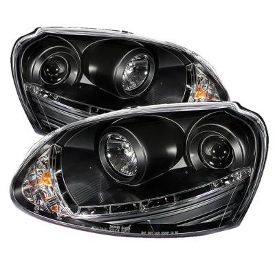 Spyder - Volkswagen Golf GTI Spyder Projector Headlights - Xenon HID Model Only - DRL LED - Black - 444-VG06-HID-DRL-BK