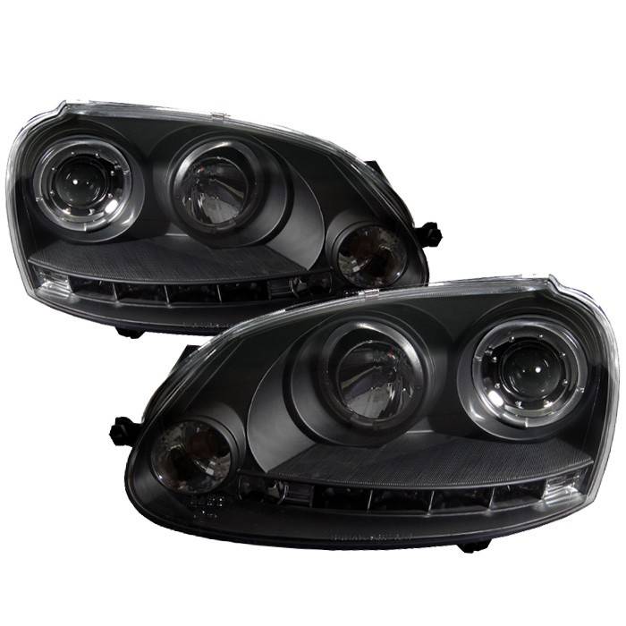 Spyder - Volkswagen Rabbit Spyder Projector Headlights LED Halo - DRL LED - Black - 444-VG06-HL-BK