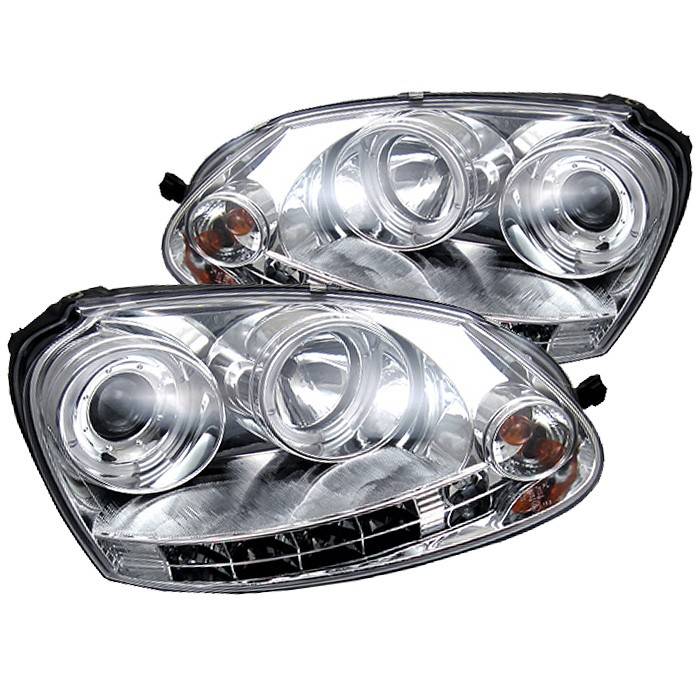 Spyder - Volkswagen Golf GTI Spyder Projector Headlights LED Halo - DRL LED - Chrome - 444-VG06-HL-C