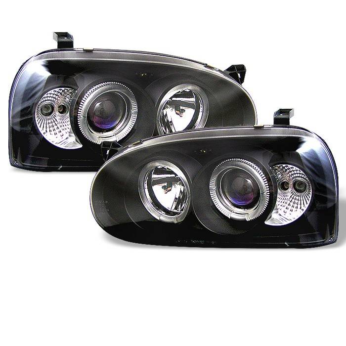 Spyder - Volkswagen Golf Spyder Projector Headlights - LED Halo - Black - 444-VG92-BK