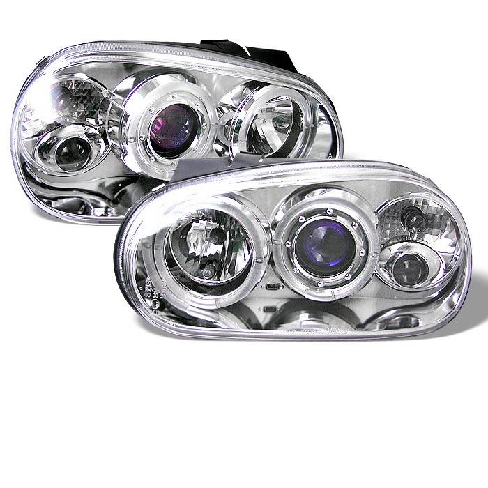 Spyder - Volkswagen Golf Spyder Projector Headlights - LED Halo - Chrome - 444-VG99-C