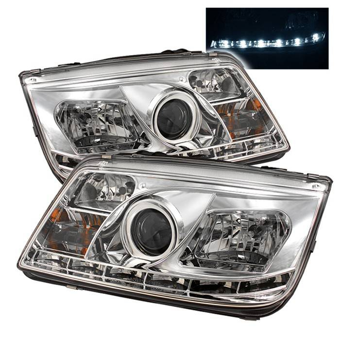 Spyder - Volkswagen Jetta Spyder Projector Headlights - DRL LED - Chrome - 444-VJ99-DRL-C