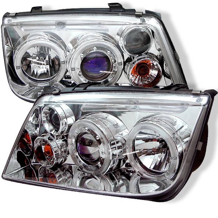 Spyder - Volkswagen Jetta Spyder Projector Headlights - LED Halo - Chrome - 444-VJ99-HL-C