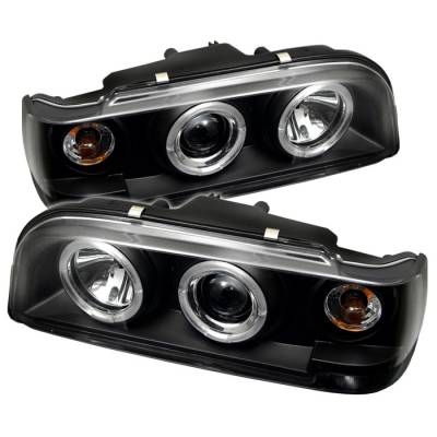 Spyder - Volvo 850 Spyder Projector Headlights - LED Halo - Black - 444-VO85092-HL-BK