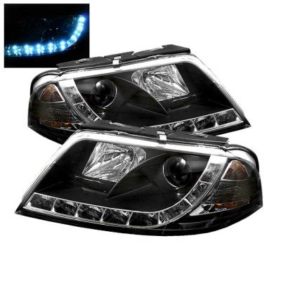 Spyder - Volkswagen Passat Spyder Projector Headlights - DRL LED - Black - 444-VP01-DRL-BK