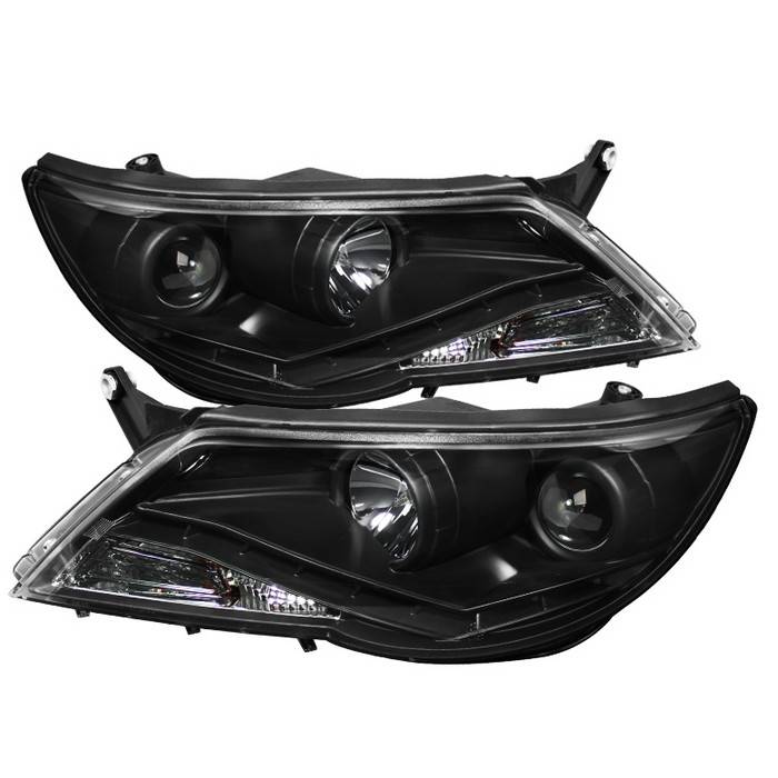 Spyder - Volkswagen Tiguan Spyder Projector Headlights - DRL LED - Black - 444-VTIG09-DRL-BK