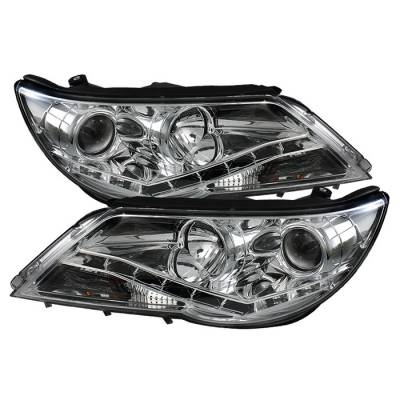 Spyder - Volkswagen Tiguan Spyder Projector Headlights - DRL LED - Chrome - 444-VTIG09-DRL-C