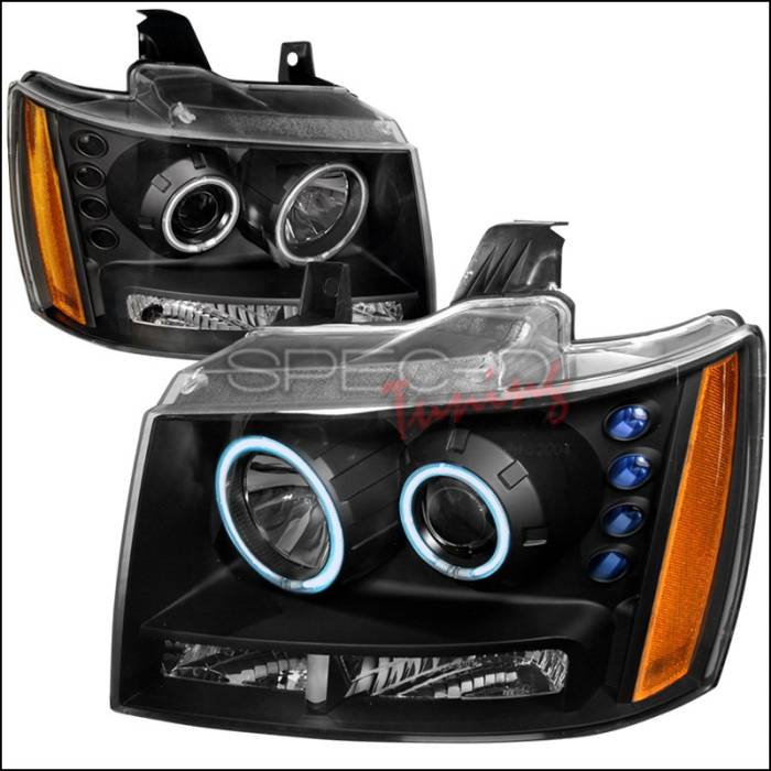 Spec-D - Chevrolet Tahoe Spec-D CCFL Halo Projector Headlights - Black - 4LHP-AVA07JM-KS